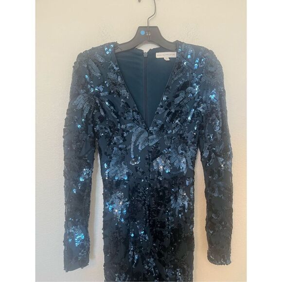 Dress The Population Floor Length Sequin Blue Gown NEW - Picture 2 of 4